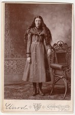 c1890s Victorian Woman Long Hair Cabinet Card J W Ward Connellsville PA picture