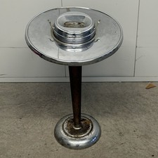 Vintage Art Deco Chrome Smoking Stand Ashtray Floor Table Industrial 20