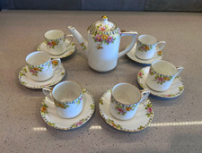 Antique Nippon Miniature Tea Set Hand Painted Floral 13 Piece Demitasse picture