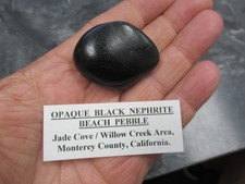 Opaque Black Nephrite Pebble Jade Cove Willow Creek Monterey Co. California picture