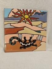 Vintage Earthtones Gecko Ceramic Clay Tile Made In Tucson Arizona 6