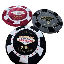 Poker Chip Pillow Seat Cushion Las Vegas Nevada Lot Of 3 $1, $100, $10,000 picture