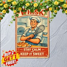 Baking Because Murder Is Wrong Funny Kitchen Retro Metal Tin Sign picture