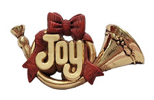 Hallmark PIN Christmas Vintage FRENCH HORN JOY 1983 Holiday Brooch picture