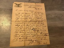 VTG 1906 Handwritten Letter w/ Southern Express Company Letterhead picture