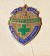 W&H The Connecticut Company 5 Year Operator Safety Award Enamel Pin Trolley, Bus picture