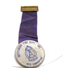Vintage 1975 Gettysburg Fire Dept Convention Medal Pin Ribbon picture