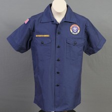 Boys Large Official BSA Boy Scout Cub Scout Short Sleeve Shirt ~ Blue -0549 picture