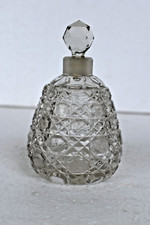 Antique Perfume Bottle Cut Glass Crystal Scent Bottle Diamond Cut With Stopper
