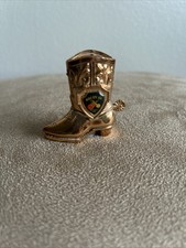 Nashville Music City USA Miniature Cowboy Boot Toothpick Holder Coppertone Metal picture