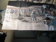 VINTAGE APOLLO ASTRONAUTS MOON LANDING MAP National Geographic September 1973 picture