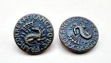 TWO VINTAGE FRANCOR REX FRANCIS G.D.C. DRAGON METAL BUTTONS A692 picture