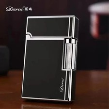 Derui Luxury Side Sliding Bright Sound Inflatable Butane Gas Lighter Metal New picture