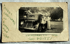 1936 Family Photo Vintage Christmas Card Cristobal CZ Canal Zone Panama Auto picture