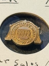 Kroger Supermarket Co. 1935 Chicago employee Super Sales Award tie pin 12k Gf picture