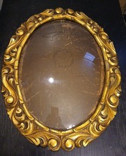 Antique Highly Ornate Gold Gilded Carved Wood Frame W Bubble Glass 1890s=1920s picture