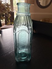 Beautiful Large Antique Cathedral Pickle Jar, Quite Rare, Beautiful Aqua Blue picture