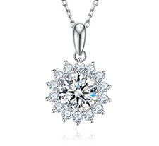 SecreTalk 1-4CT Moissanite Pendant Necklace for Women, Sunflower S925 Sterlin... picture