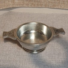 Celtic Scottish Friendship Piper Pewter Quaich Cup Thistle and Knot Design picture
