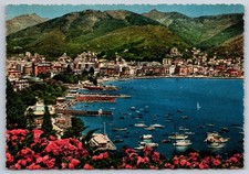 Rapallo Genoa Italy Postcard View from Excelsior Palace Flowers Port Boats picture