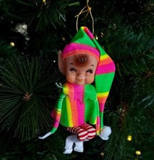1950s Rare Original Japanese Knee Hugger Pixie Elf Neon Suit Christmas Ornament picture