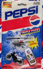 Vintage Ja-Ru  Pepsi Car Helicopter Motorcycle Die Cast Triple Pack NOS picture