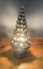 Vintage Antique Plaster Chalkware 2pc Lighted Christmas Tree With Base 1925 16