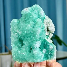1.13LB Rare transparent green cubic fluorite mineral crystal sample/China picture