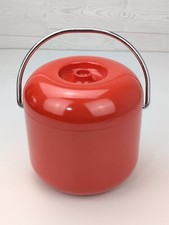 Vintage 70s Italian Designer RED Ice Bucket Ambrogio Pozzi Primaluna Collection picture