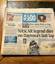 USA Today & Indianapolis Star Feb 19-20 2001 Dale Earnhardt Daytona Crash Lot picture