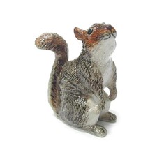 Northern Rose Gray Squirrel Standing - Miniature Porcelain Figurine picture