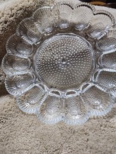 Vintage Clear Indiana Glass Hobnail Deviled Egg Plate 11.25 Inch 15 Eggs picture