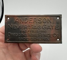 Small Sign Dwiggins Wire Fence Never Sag Gate Anderson Indiana Advertising Vtg picture