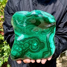 9.36LB Natural glossy Malachite transparent cluster rough mineral sample picture