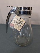 14 oz TableCraft Glass Syrup Dispenser Chrome Plated Metal & Glass Brand New picture