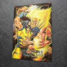 SkyBox 1992 Marvel Masterpieces 3-D Wolverine vs Sabretooth Card #3-D picture