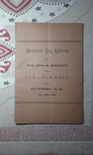 Antique 1889 Hon. Chas. H. Bartlett Memorial Day Address Newport NH Estate Find picture