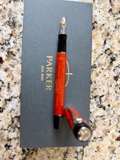 Parker Duofold Centennial FP - Big Red Orange -18k Fine Nib - Used(Excellent) picture