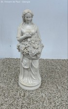 Antique Parian Ware Figure Of Woman W/ Basket Of Grapes 10.5