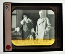 1930s antique PHOTO General & Mrs COLE magic lantern slide VOTING massachusetts picture