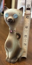 VTG Roselane CALIF. U.S.A. “SPARKLER” Siamese Cat Blue Rhinestone Eyes 6” picture