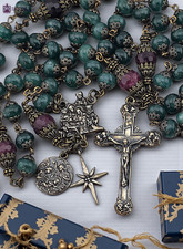 Joy of Christmas Rosary Nativity Scene -Heirloom Bronze Green Red Jade picture