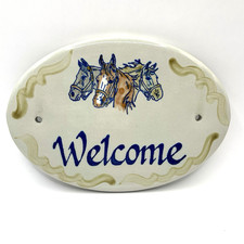 Vtg. Louisville Stoneware Welcome Door Plaque Sign 8
