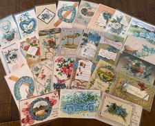 Lot of~25~ Antique~Greetings~Postcards w.~FORGET-ME-NOTS FLOWERS~in Sleeves-s556 picture