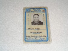 Coast Guard Port Security Card New York Central Railroad 1952-1954 Rare ID Card picture