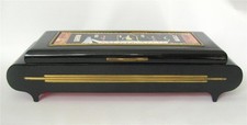 Pier Giovanni Urbino MCM Ceramic Black Lacquer Jewelry Box Egyptian Italy 11.5