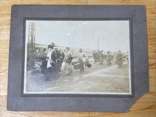 Railroad Train Station Women Passengers People Luggage Conductor Antique Photo picture