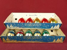 10 VINTAGE MERCURY GLASS CHRISTMAS ORNAMENTS PARAGON TEAR DROPS in ORIGINAL BOX picture