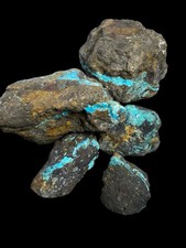 Hubei turquoise stabilized , brown and yellow host rock very nice Thick blue ban picture