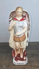 Sanmyro Archangel Michael Statue Defeating Dragon Ceramic Figure Japan MCM 1960s picture